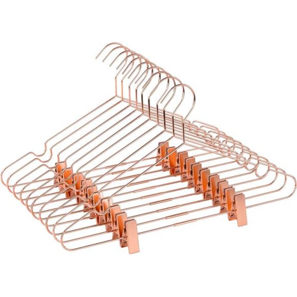 10Pack16.5" Metal Hook Wire Rose Gold Copper Hangers with Clips